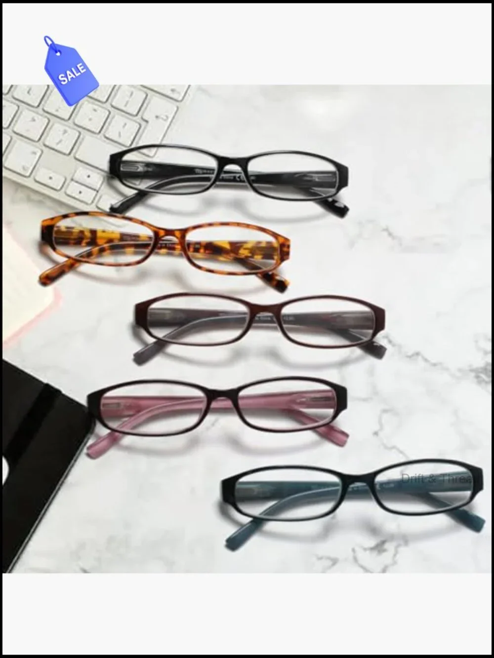 5 Pack Reading Glasses Spring Hinge Oval Full Rim Ladies Readers